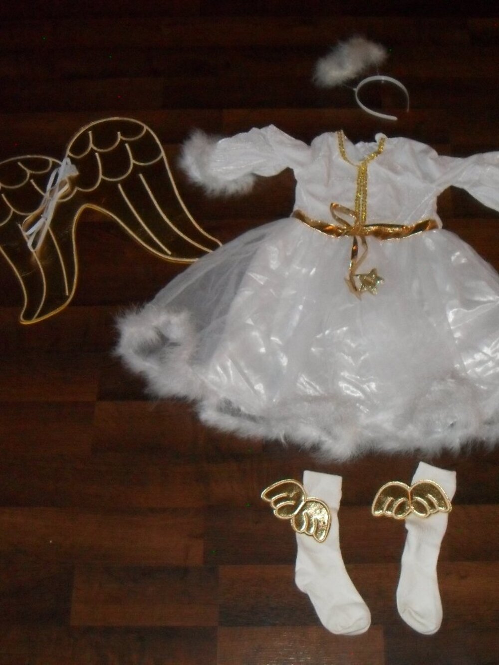 Girls Angel Costume Set – White & Gold – Size 2XL